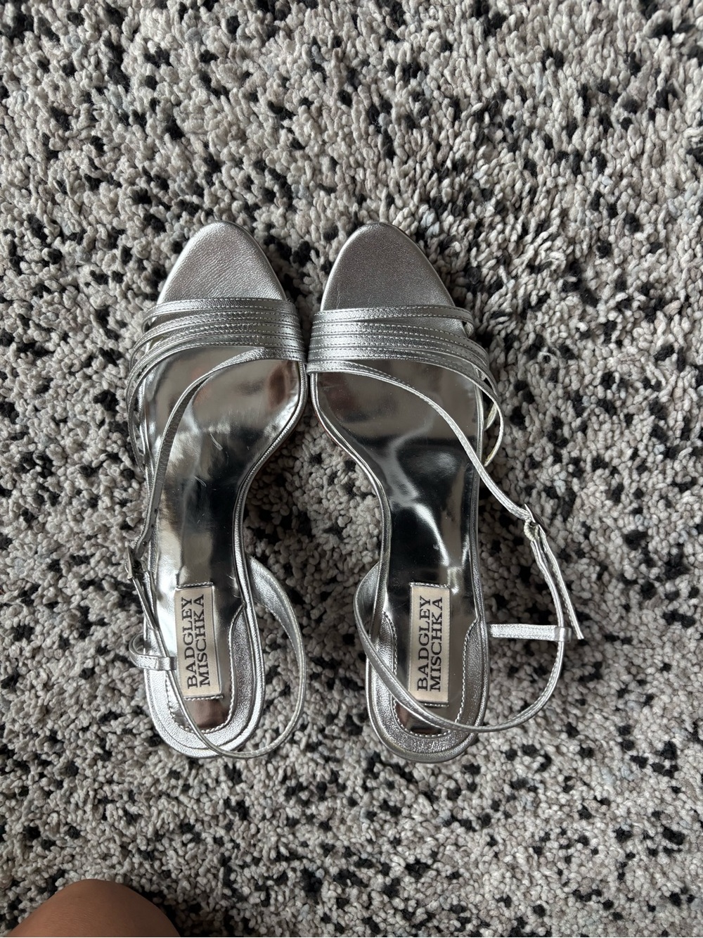 Badgley Mischka Metallic Silver Strappy Dress Sandals